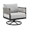 Armen Living Felicia and Argiope 3 Piece Patio Outdoor Swivel Seating Set in Black Aluminum 840254332621 - alternate 7